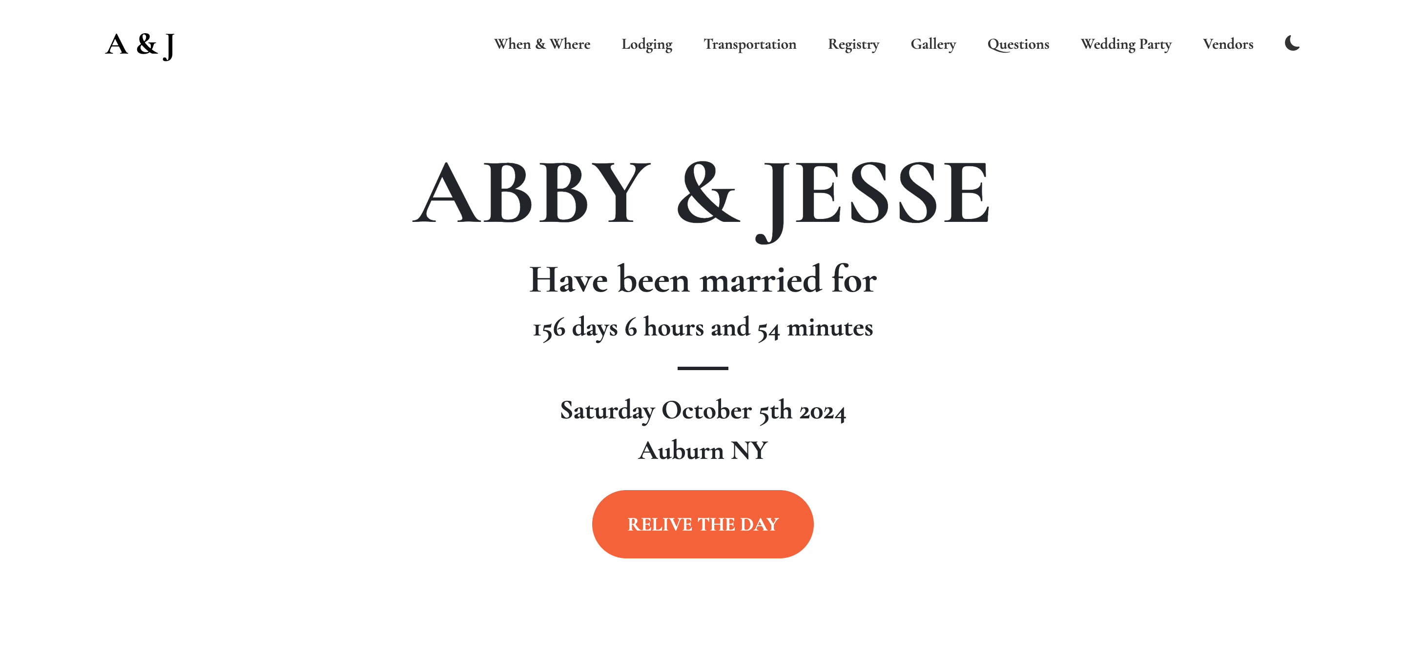 Wedding Website screenshot